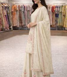 Cream floral embroidered sharara set