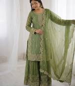 Green heavy embroidered suit