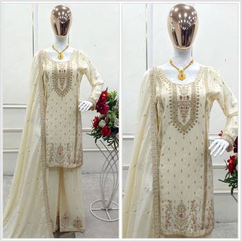 Cream embroidered sharara set 1