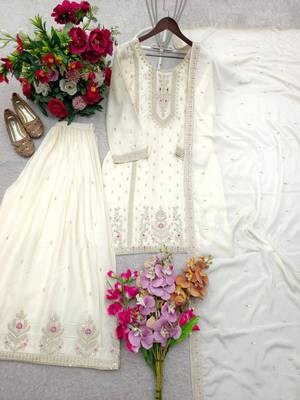 Cream embroidered sharara set 2