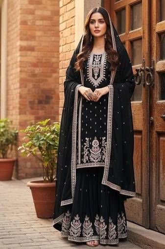 Black designer sharara suit