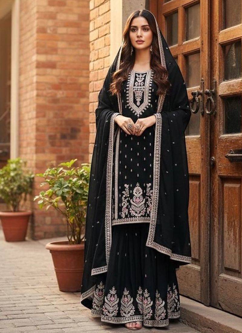 Black designer sharara suit