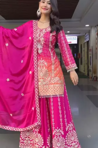 Pink festive sharara set
