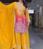 Yellow pink designer sharara