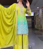 green gradient sharara suit
