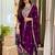 Purple straight suit with embroidered dupatta