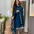 Teal blue embroidered suit set