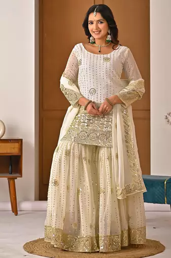 White gold sharara set