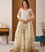 White gold sharara set