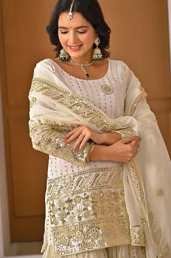 White gold sharara set