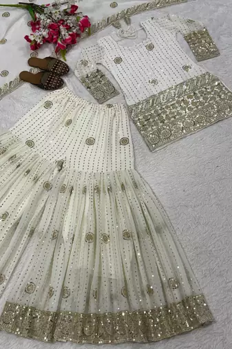 White gold sharara set