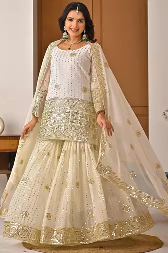 White gold sharara set