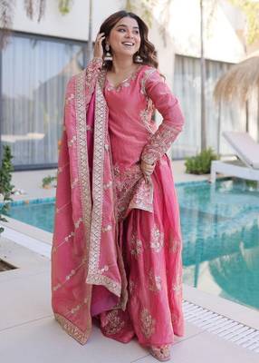 pink heavy embroidered sharara set 2