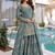 Blue olive dual tone designer embroidered sharara set