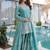 Blue designer embroidered sharara set