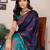 Navy blue soft silk banarasi saree with blouse