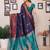 Navy blue soft silk banarasi saree with blouse