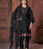 Black Color Embroidery with Sequins & Heavy Hand work Viscose Roman Kurti pant Set