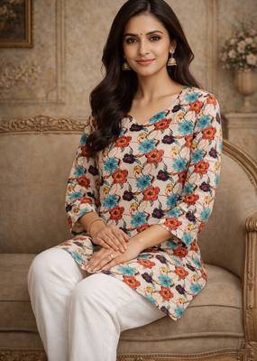  floral digital print muslin silk blend tunic 3