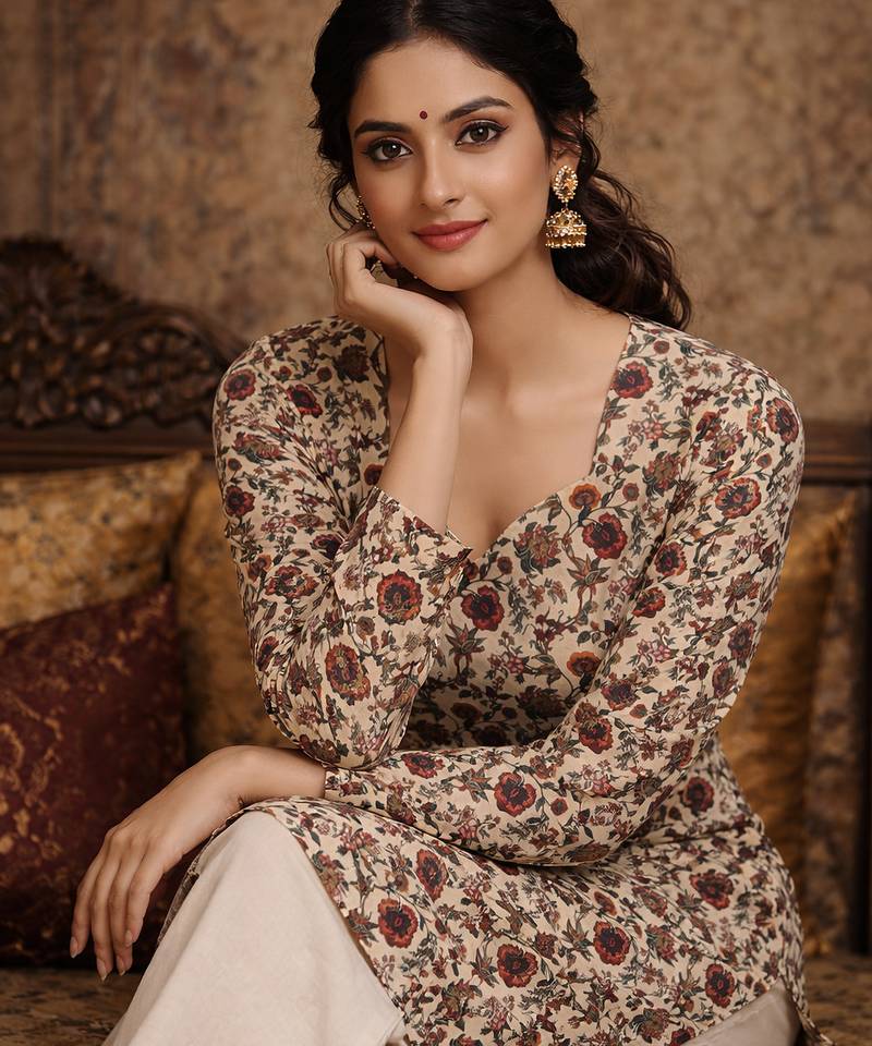 Trending floral digital print muslin silk tunic / stylish short kurti for grilish