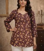Trending floral digital print muslin silk tunic / stylish short kurti for grilish