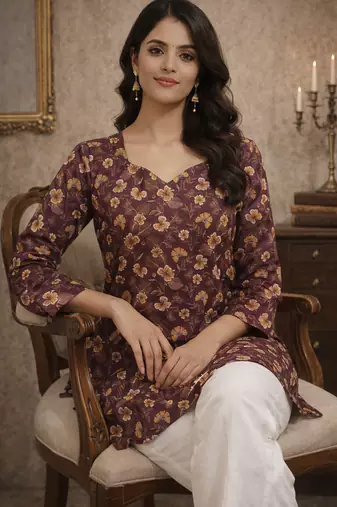  floral digital print muslin silk blend tunic