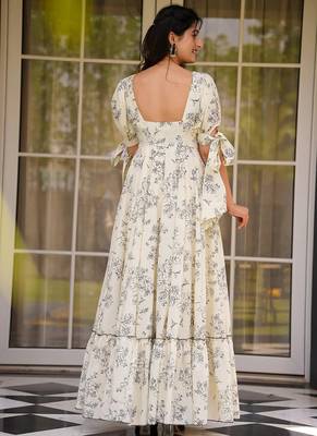 Cream rayonprinted anarkali suit 3