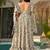 Cream with dark grey rayon printed anarkali suit