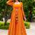 Bright orange faux georgette koti style western suit