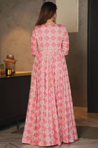 Barble pink faux georgette koti style western suit