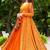 Bright orange faux georgette koti style western suit