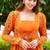 Bright orange faux georgette koti style western suit