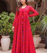 Cherry pink faux georgette koti style indo western suit