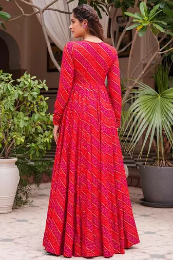 Cherry pink faux georgette koti style indo western suit