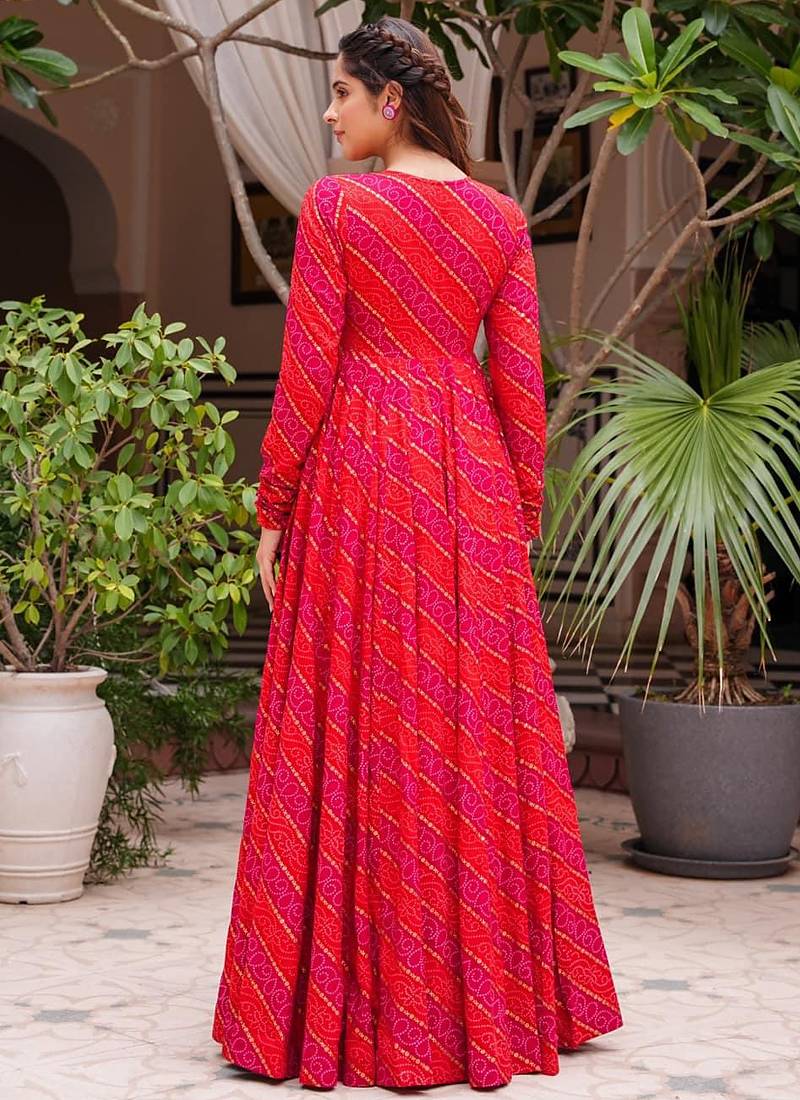 Cherry pink faux georgette koti style indo western suit