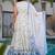 off white with  sky blue rayon printed anarkali suit