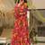 Red with floral print rayon printed anarkali suit