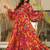 Red with floral print rayon printed anarkali suit