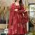 Red floral print cotton anarkali suit