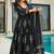 Black floral print cotton anarkali suit