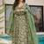 Green floral print cotton anarkalisuit