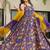 Blue floral printed anarkali art silk suit