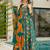 Green floral print art silk anarkali suit