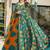 Green floral print art silk anarkali suit