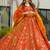 Orange  floral print art silk anarkali suit