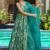 Green  floral print art silk anarkali suit