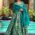 Green  floral print art silk anarkali suit