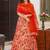 Red  floral print art silk anarkali suit
