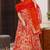 Red  floral print art silk anarkali suit