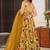 Yellow  floral print silk anarkali suit